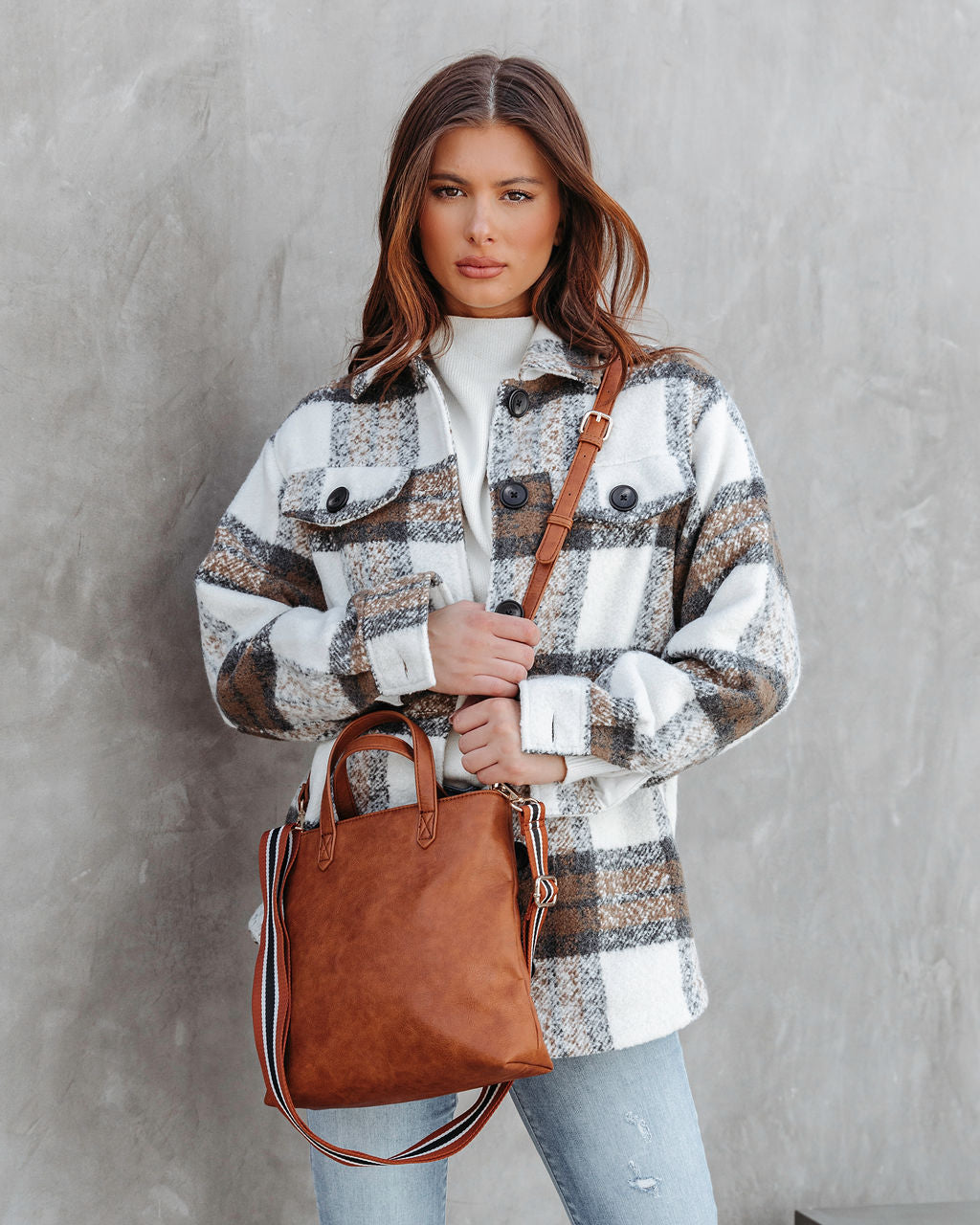 Trina Faux Leather Crossbody Bag - Tan