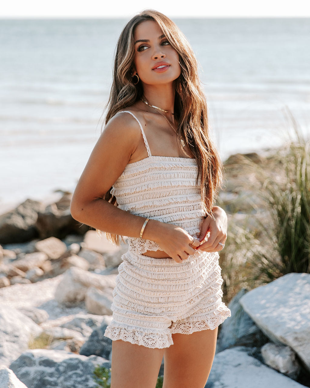 Cami Crochet Crop Top - Natural - FINAL SALE