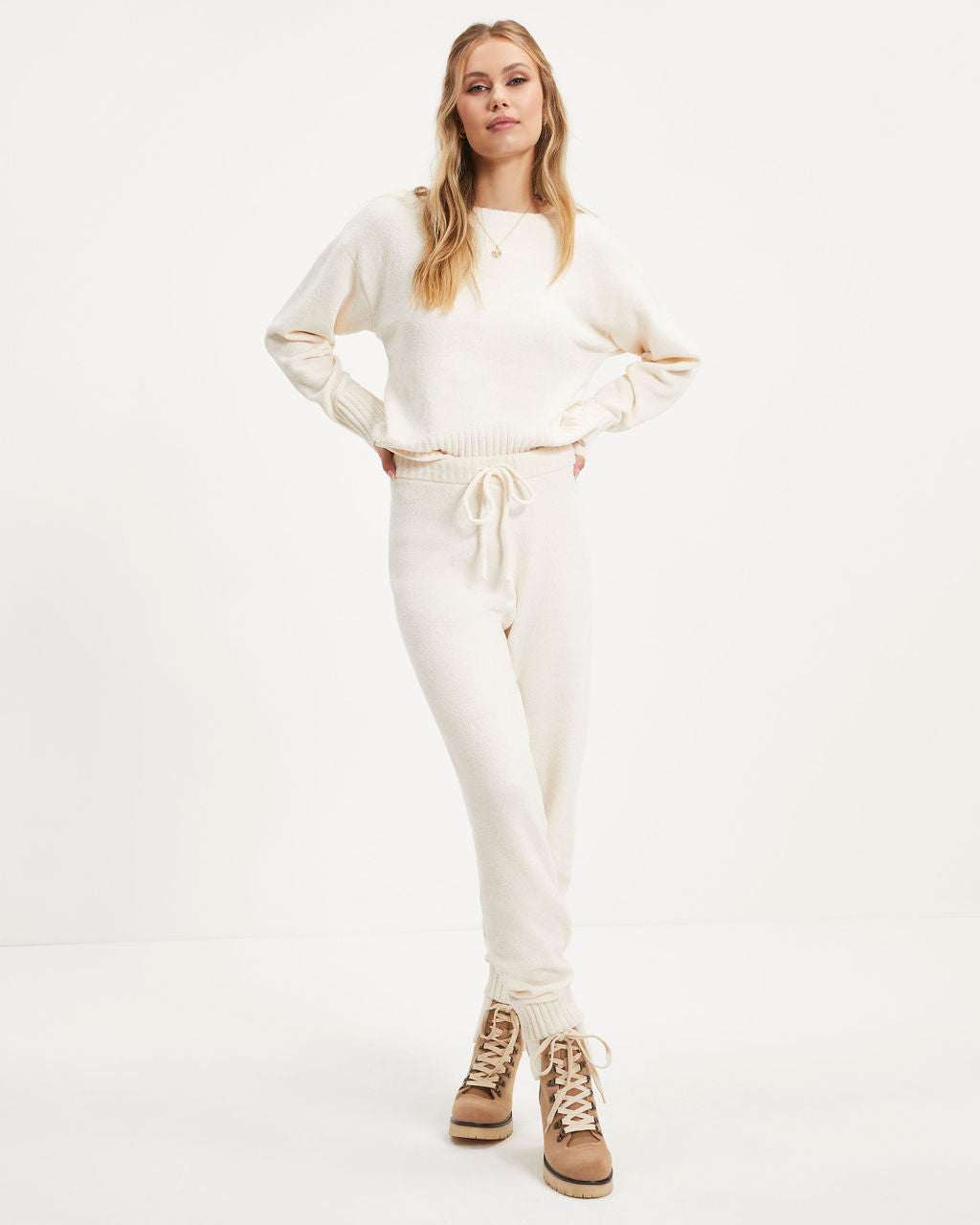 Rainy Day Glam Chenille Pullover Sweater - Cream