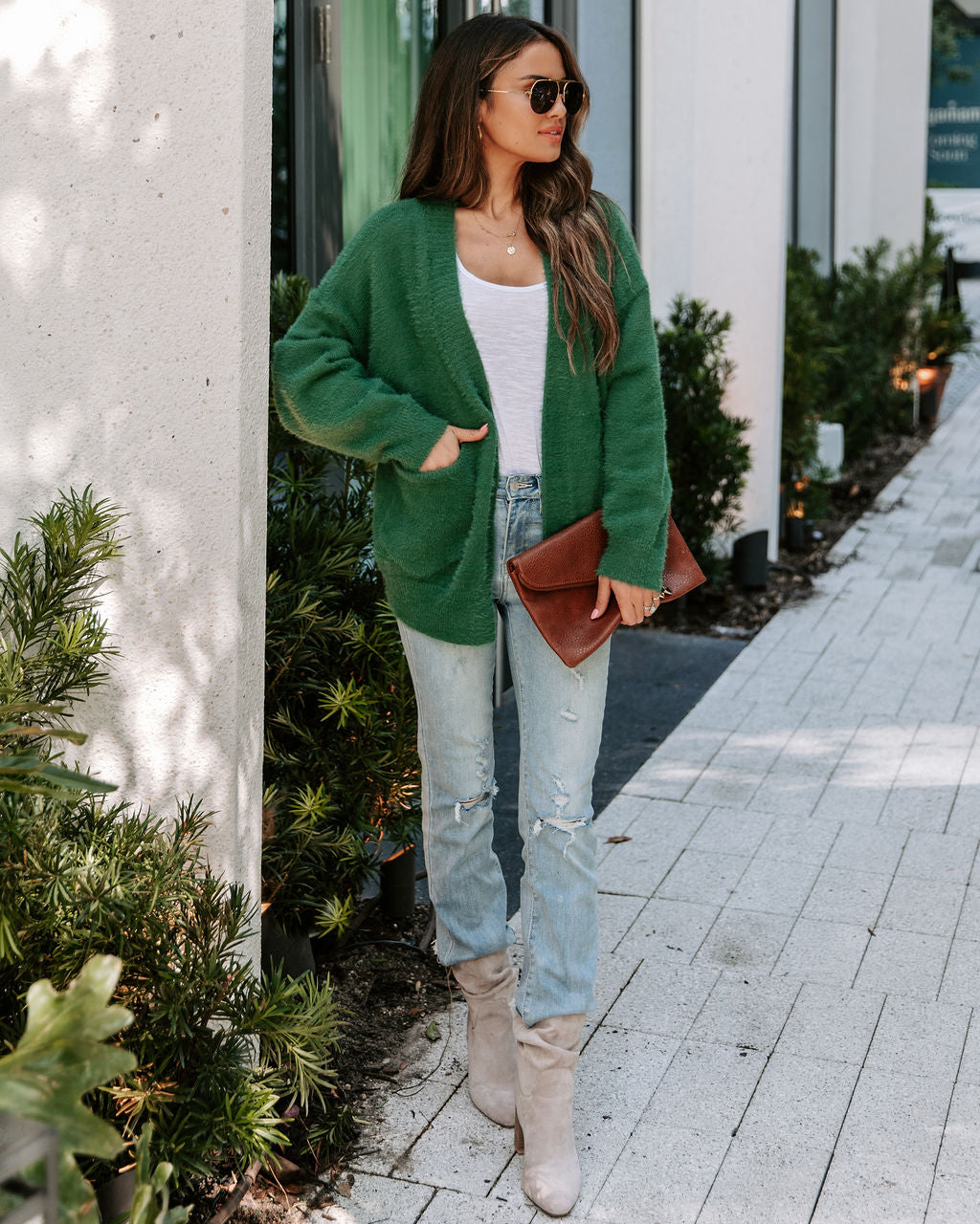 Unthinkable Cozy Days Pocketed Cardigan - Hunter Green