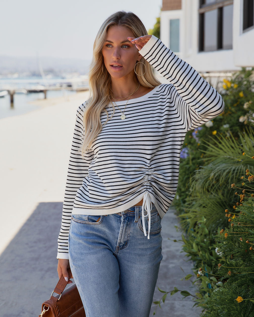 Shore Vacays Ruched Striped Top - FINAL SALE