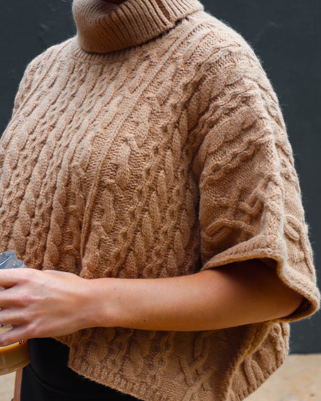 Adalynn Cable Knit Turtleneck Sweater Vest - Camel