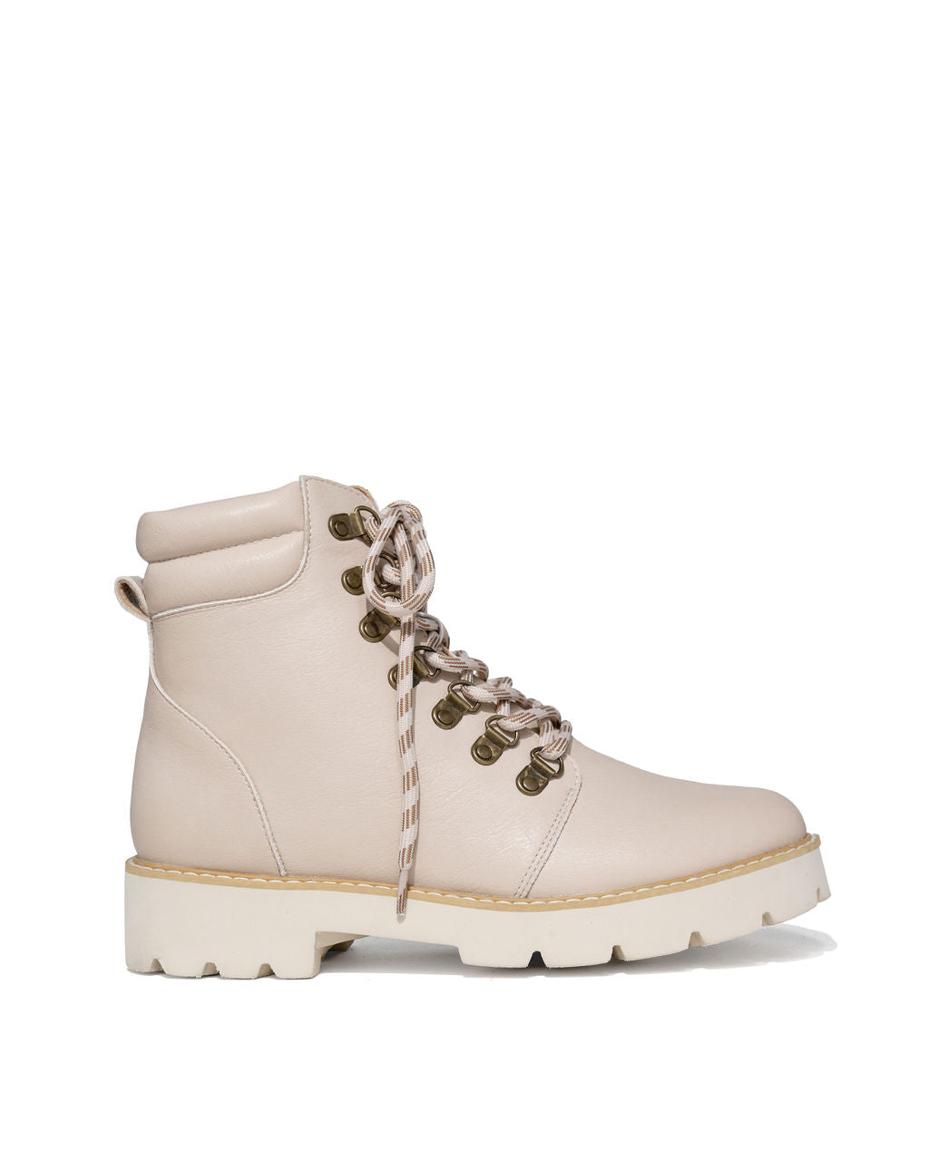 Kinsley Faux Leather Lace Up Boot - Beige