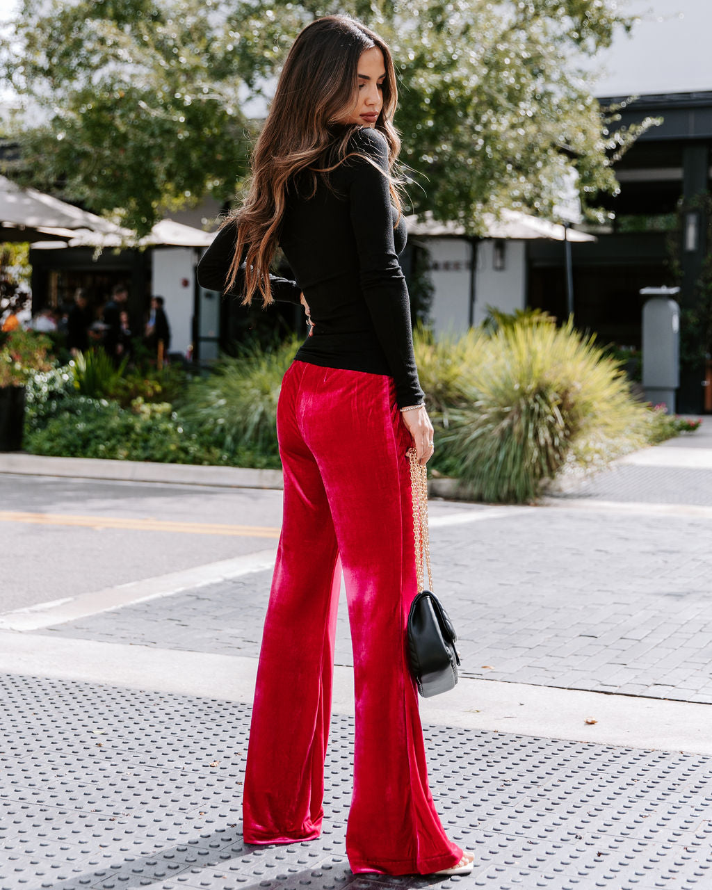 Nelly Side Drape Long Sleeve Top - Black