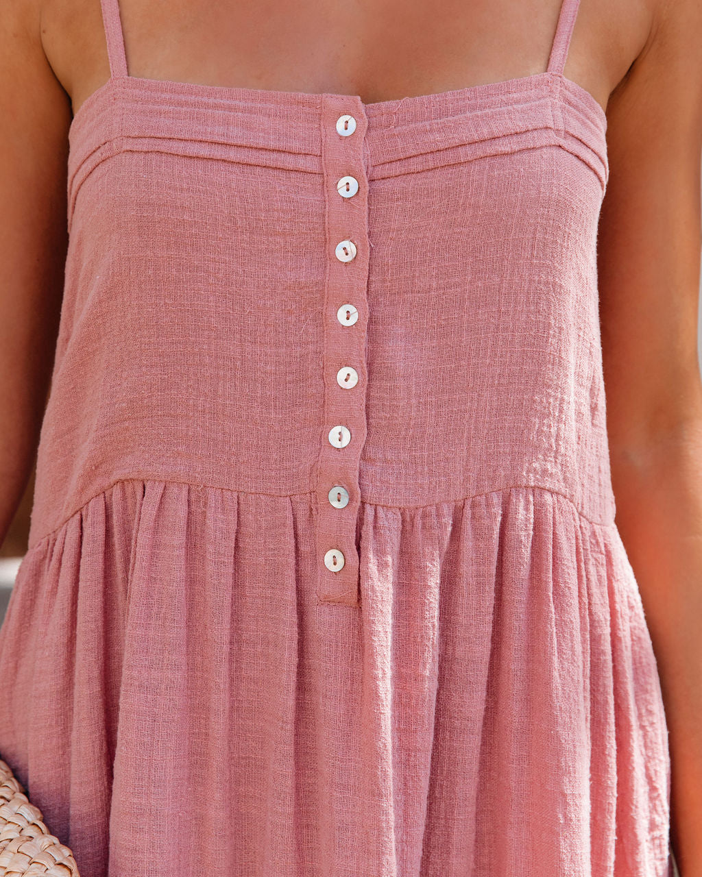 Sunshower Cotton Tiered Maxi Dress - Dusty Rose - FINAL SALE