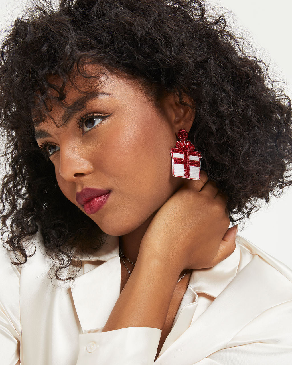 Gift Of Love Beaded Drop Earrings - White