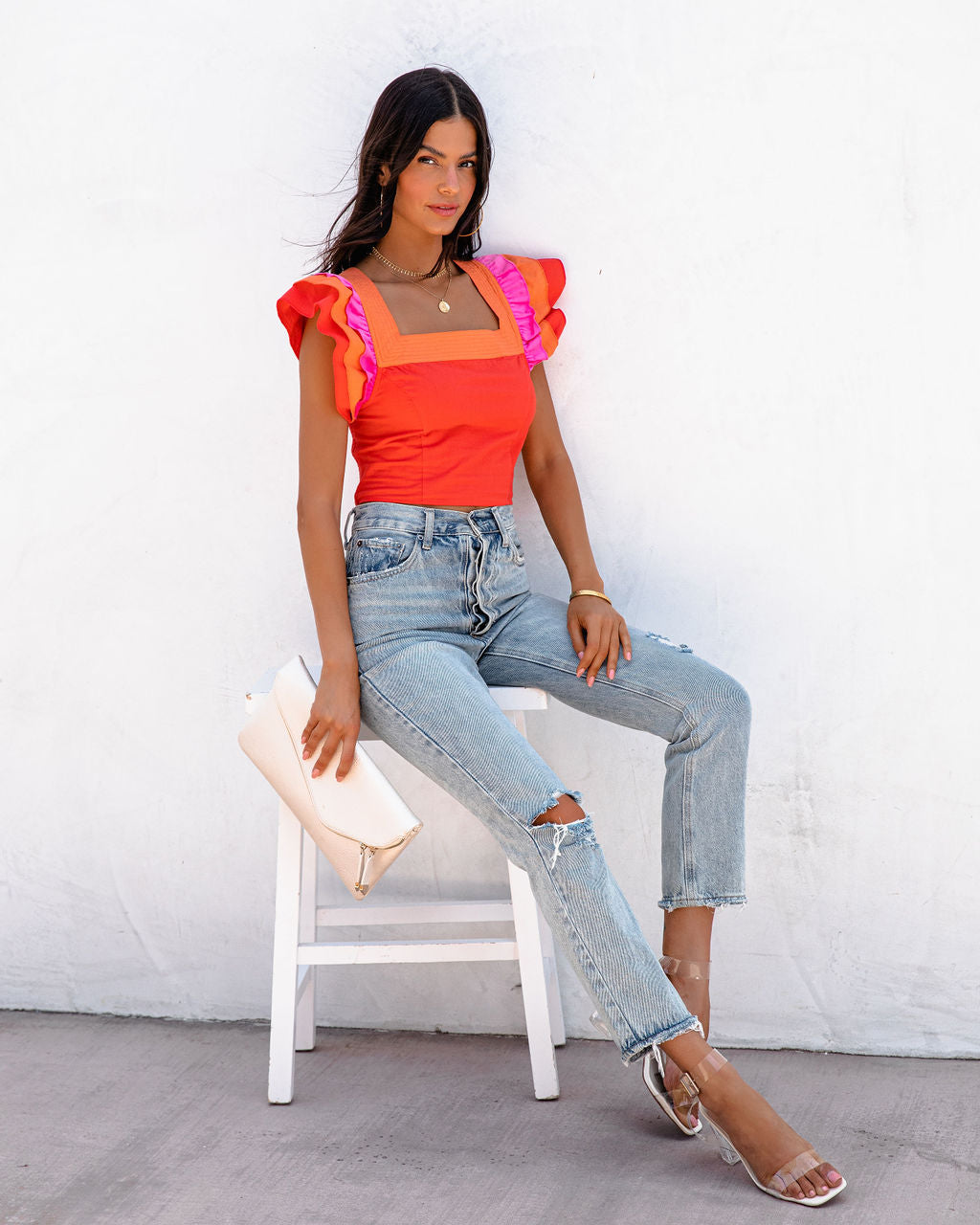Catarina Cotton Ruffle Crop Top - FINAL SALE