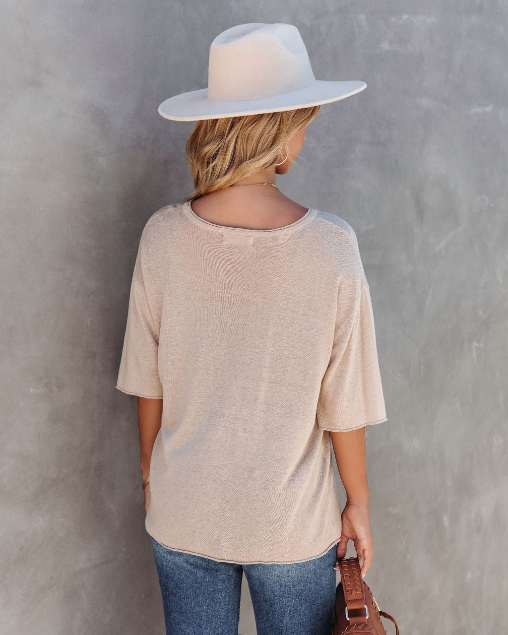 Abigail Knit Relaxed Short Sleeve Top - Mocha