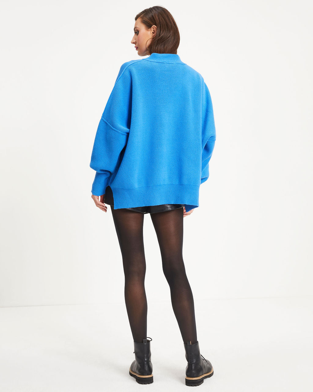Elouise Knit Oversized Pullover Sweater - Blue