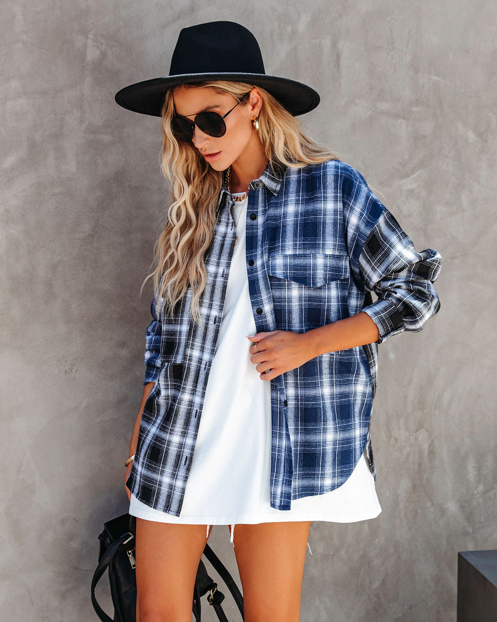 Double Take Plaid Button Down Top