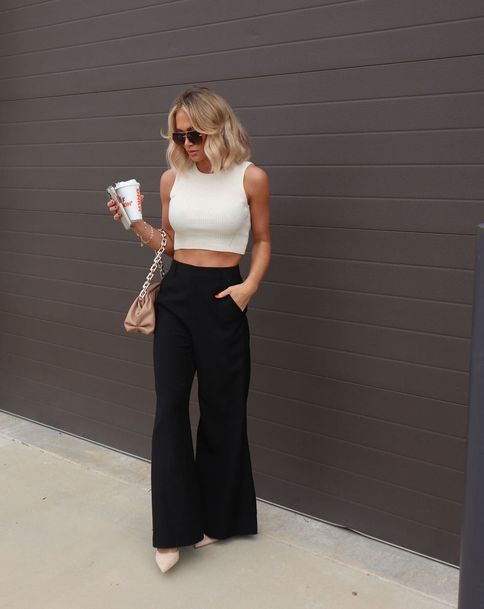 Candice Ribbed Knit Crop Top - Cream