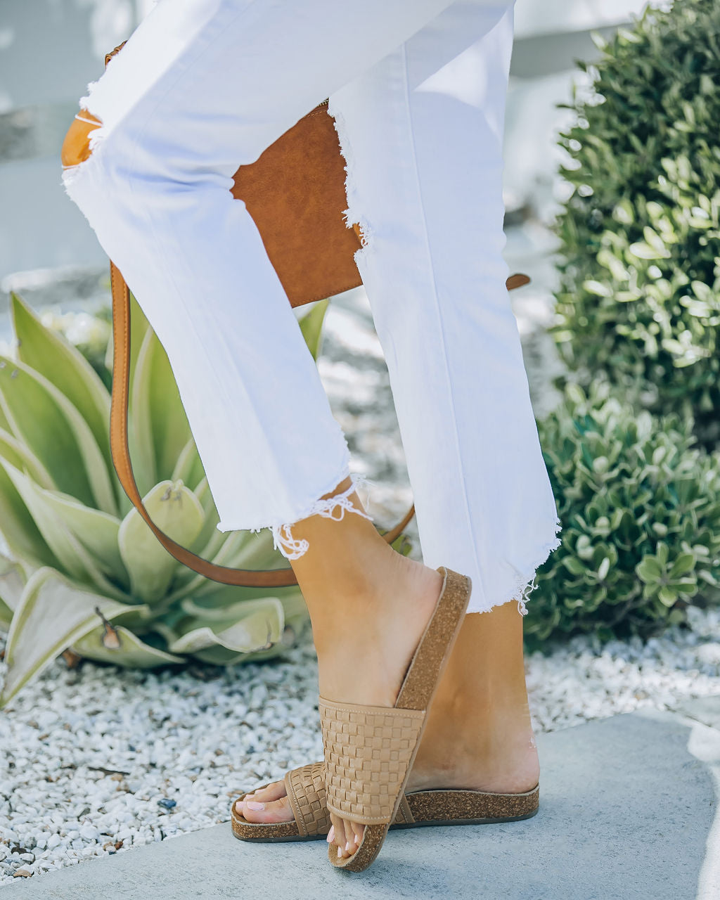 Zoelle Woven Faux Leather Slide Sandal - Natural - FINAL SALE