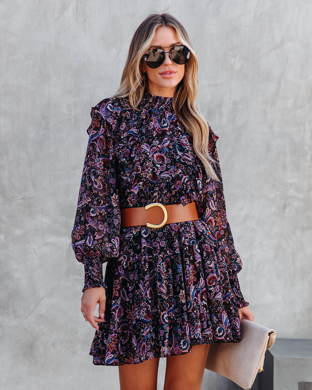 Parksville Paisley Ruffle Mini Dress
