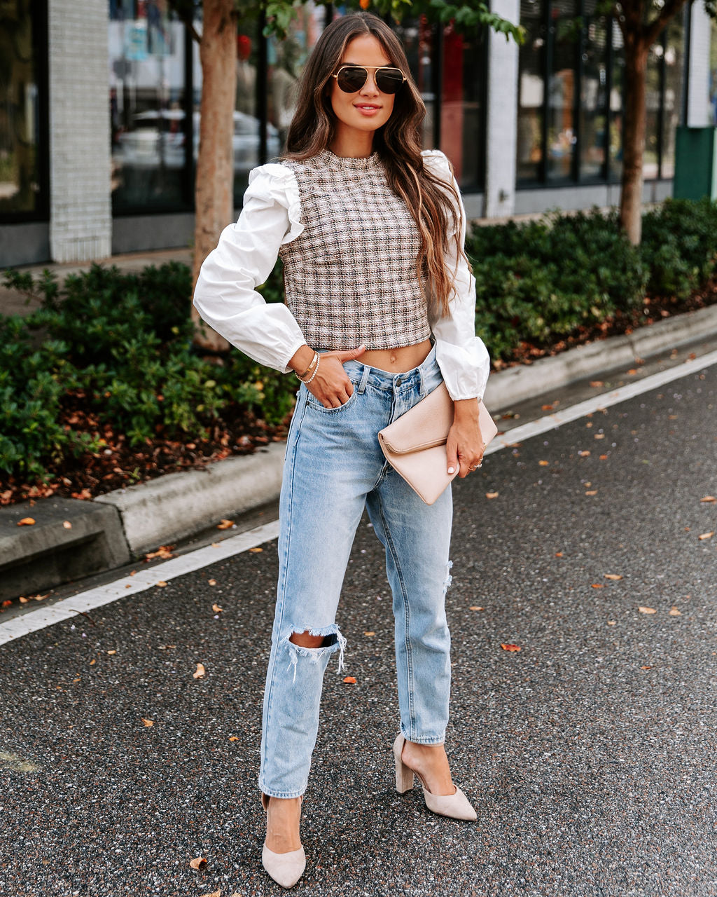 Karl Tweed Contrast Ruffle Top