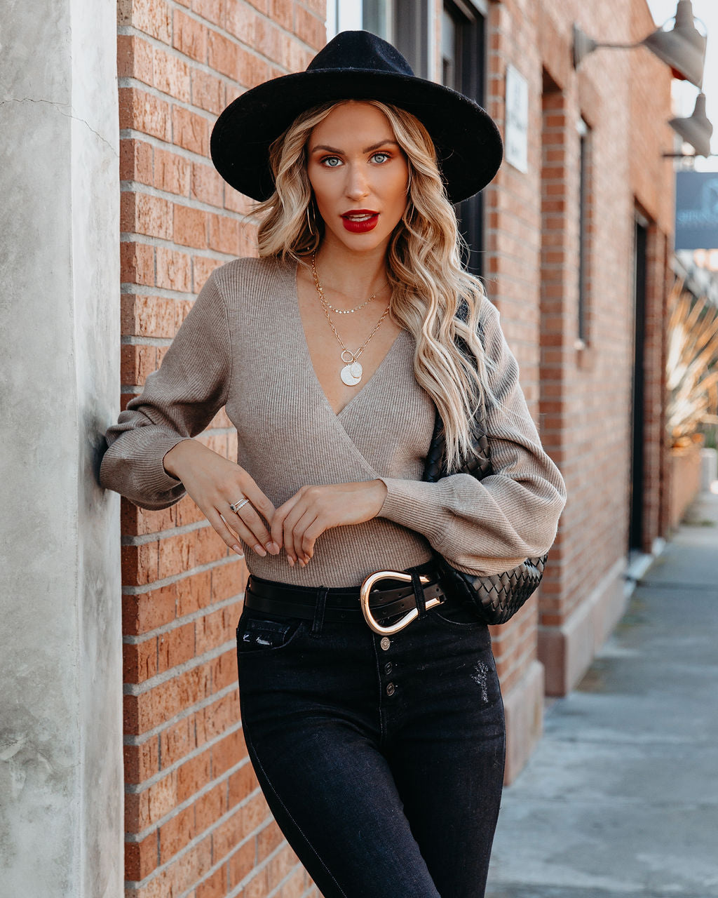 Abbey Drape Knit Sweater - Coffee