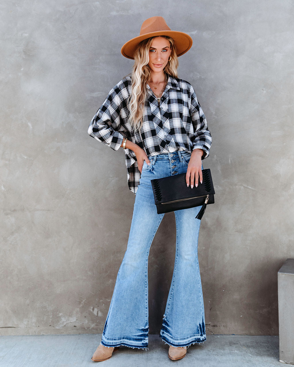 Archer Plaid Cotton Button Down Top - SALE