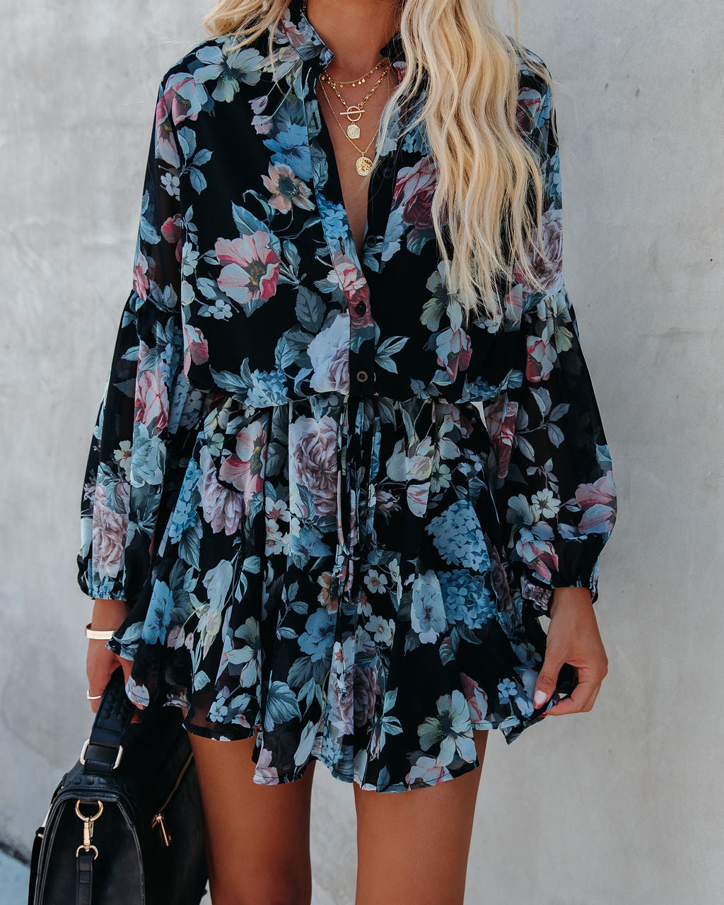 Maxwell Floral Adjustable Balloon Sleeve Dress