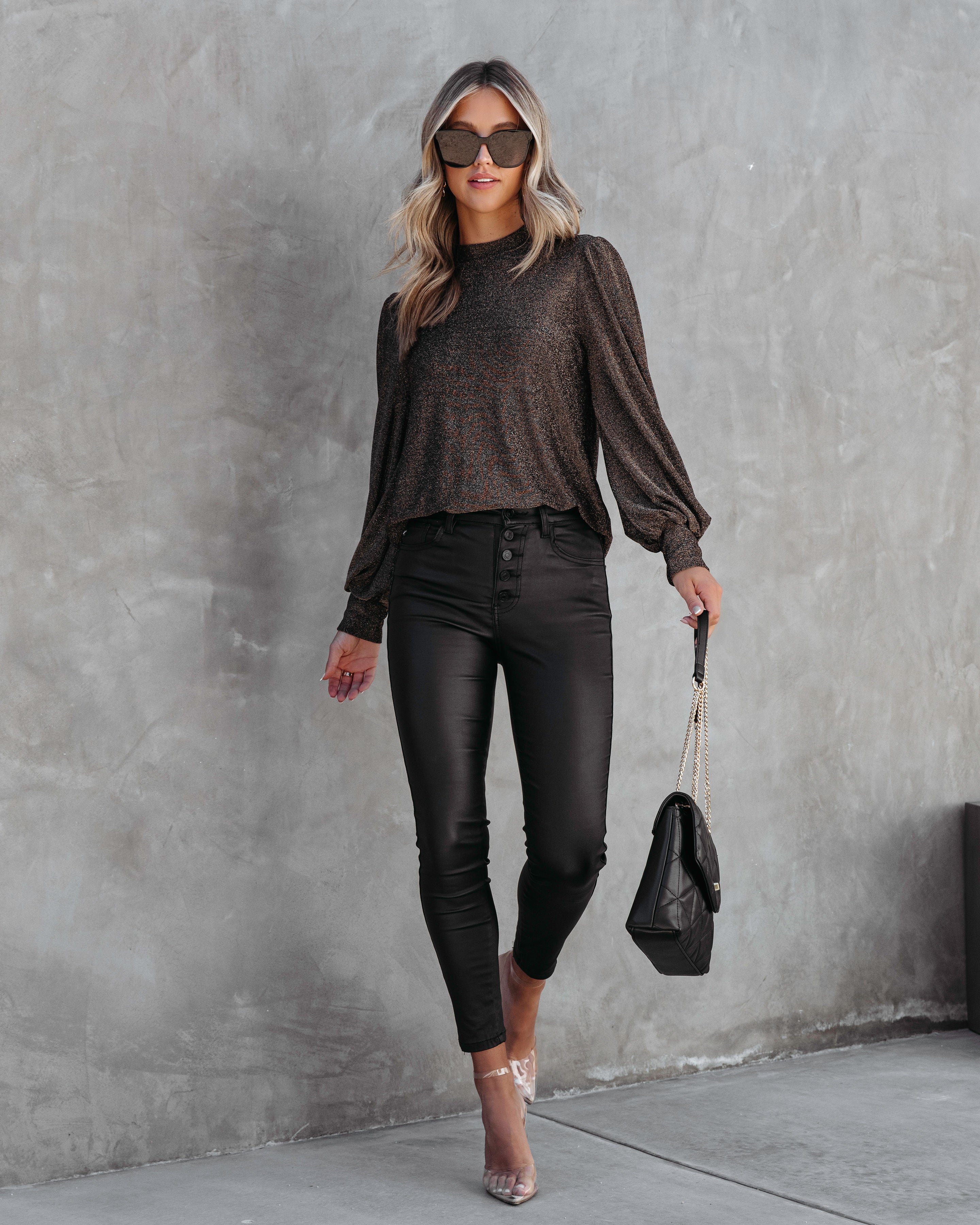 Royally Ever After Metallic Puff Sleeve Top