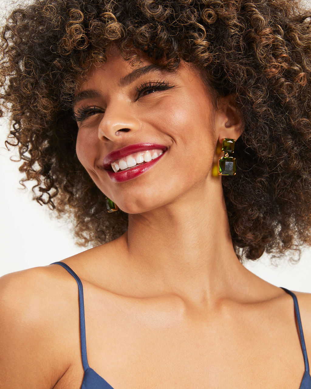 Glam Lifestyle Gem Drop Earrings - Green