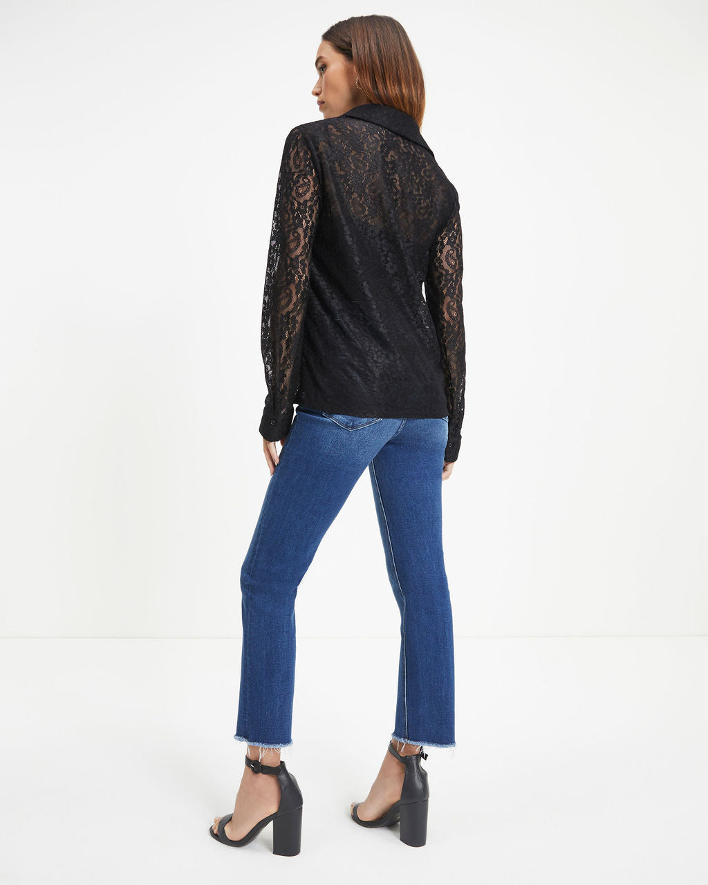Berenice Lace Button Down Top - Black