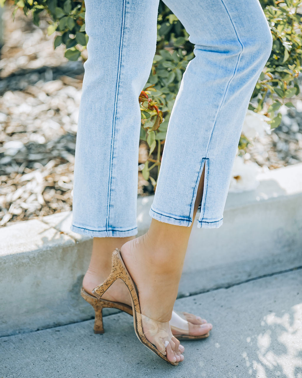 Gwyneth Clear Strap Cork Heel - FINAL SALE