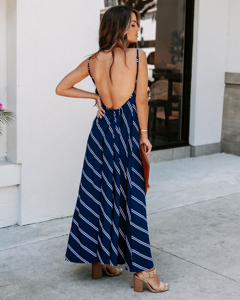 Powell Striped Adjustable Maxi Dress - Navy - FINAL SALE