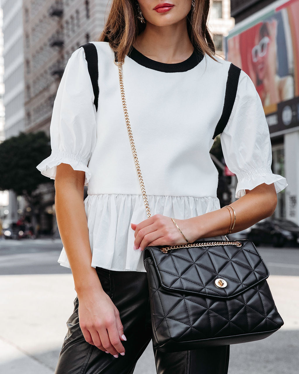 Simplicity Is Elegance Knit Contrast Top - White