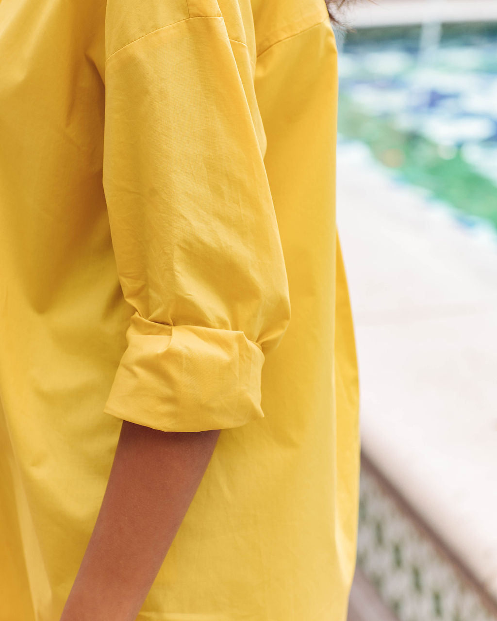 La Brisa Button Up Cotton Top - Yellow - FINAL SALE