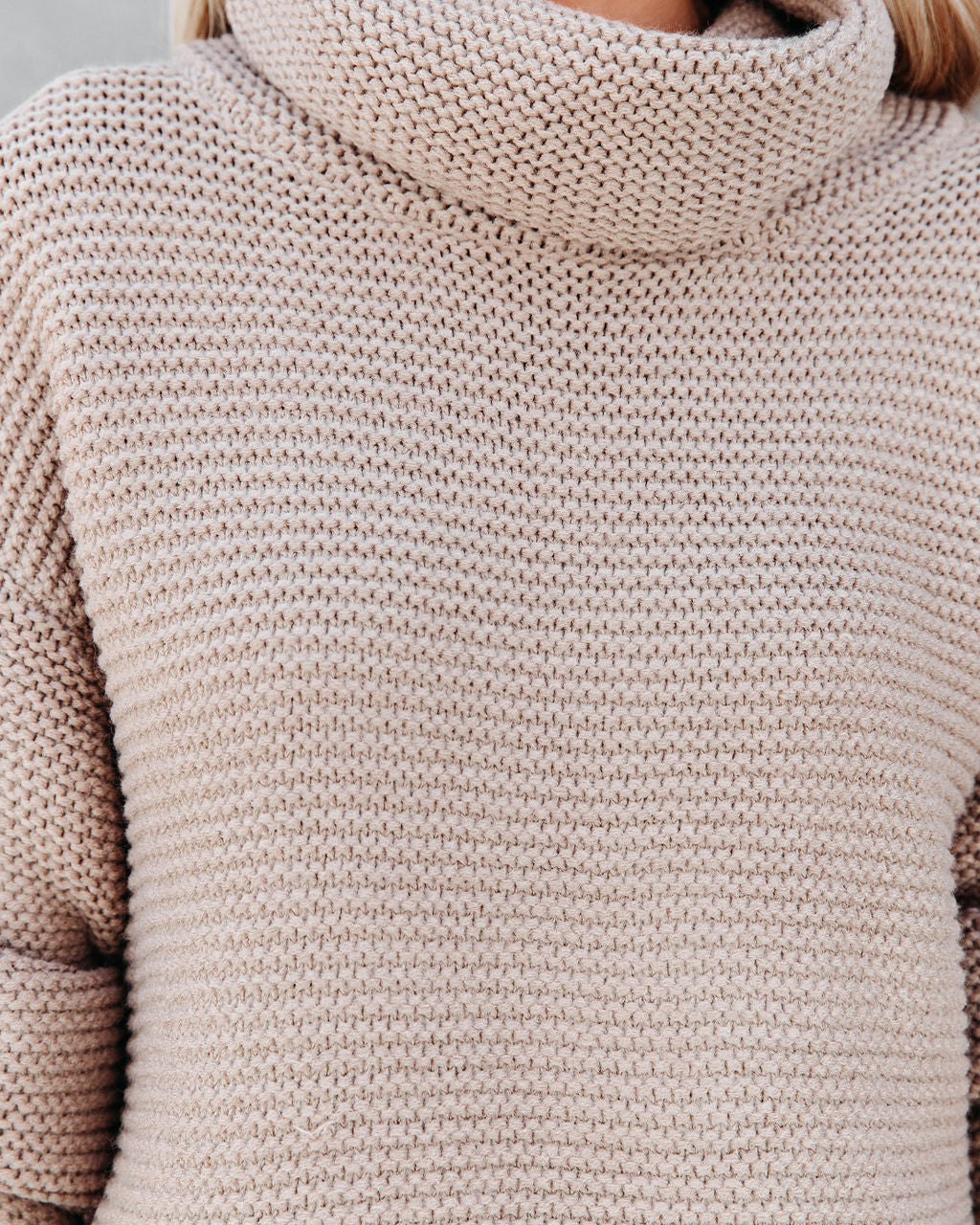 Terrance Cowl Neck Knit Sweater - Light Mocha - SALE