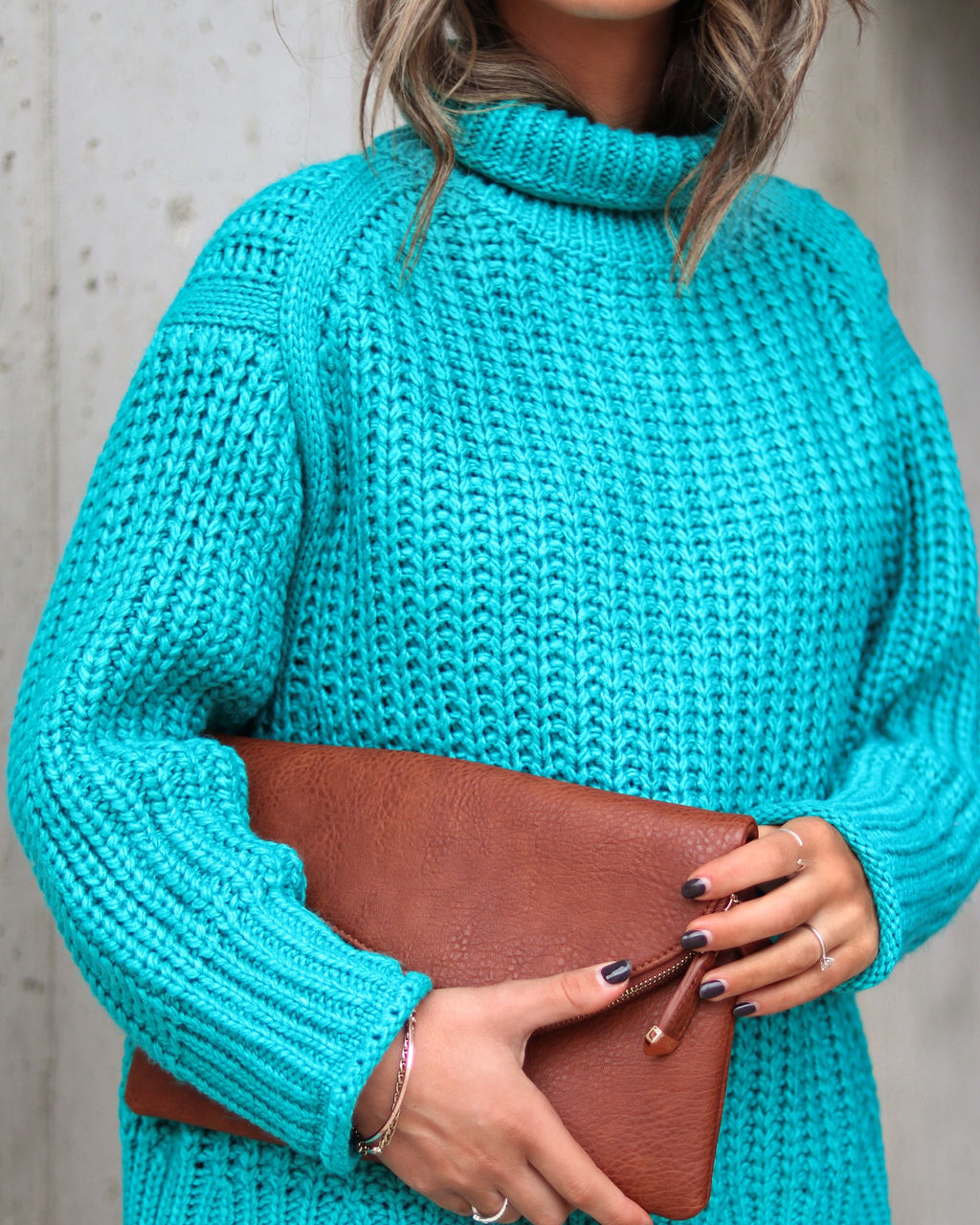 Connie Turtleneck Knit Sweater - Teal