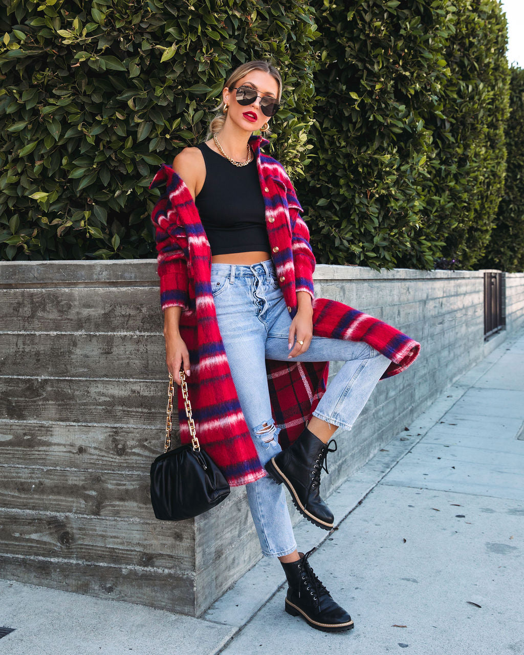 Breezy Septembers Pocketed Plaid Button Down Coat - FINAL SALE