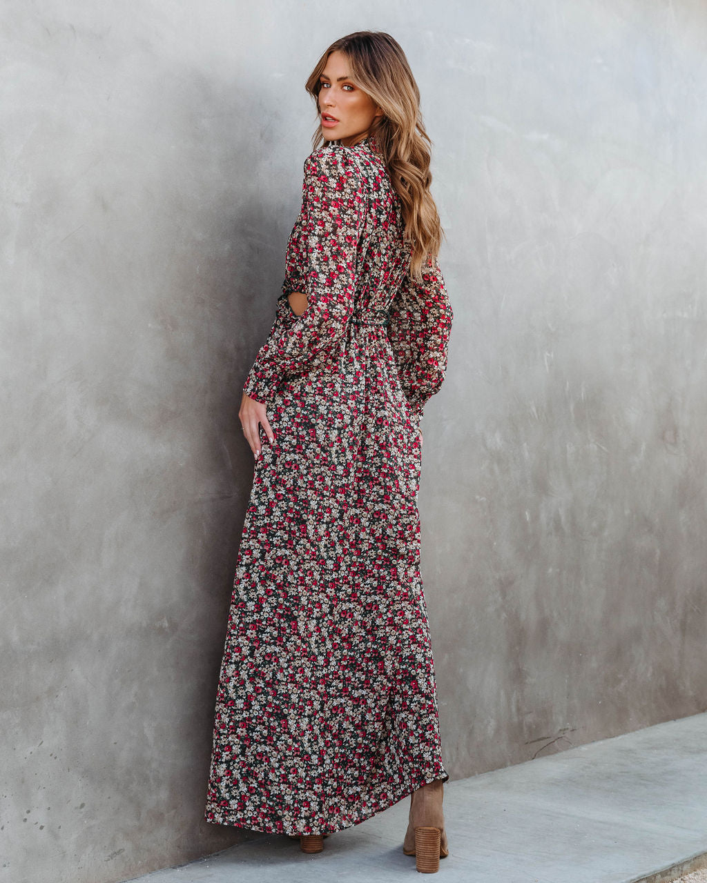 Falling For Me Floral Cutout Maxi Dress
