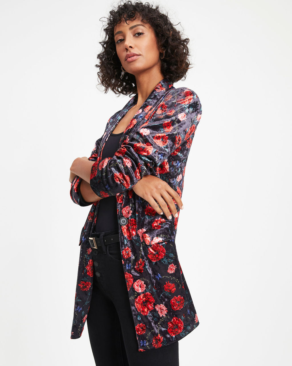 One Final Rose Pocketed Velvet Blazer - FINAL SALE