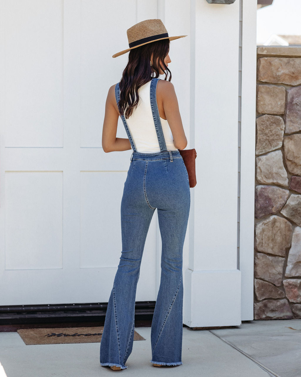 Endsville Bell Bottom Pocketed Overalls - Dark Wash - FINAL SALE