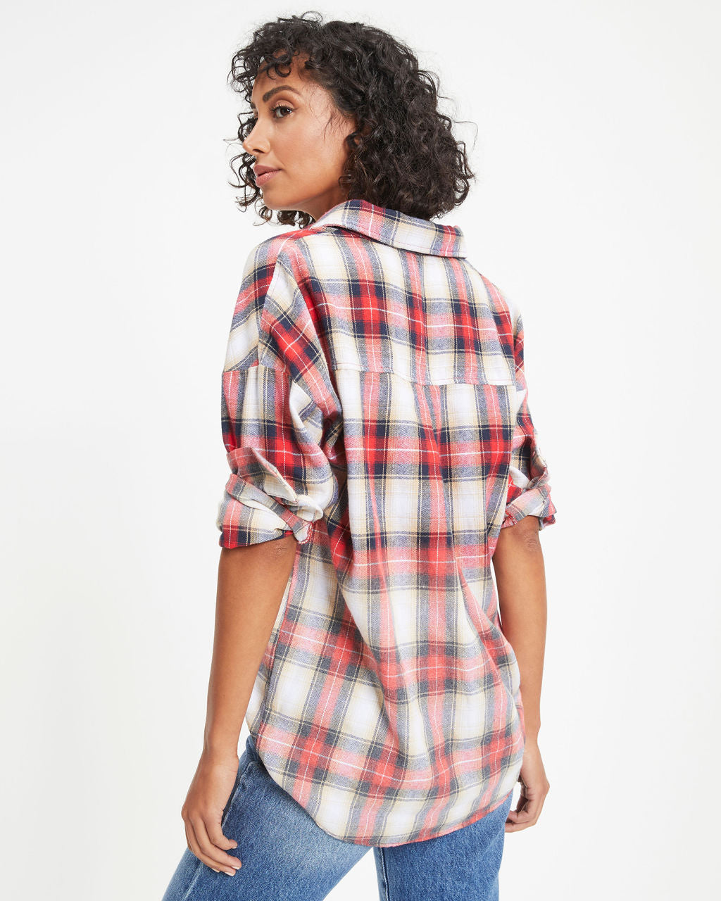 New Beginnings Plaid Gradient Button Down Top