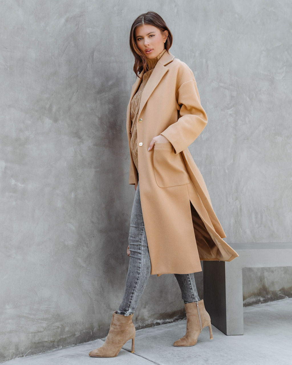 Great Expectations Pocketed Coat - Camel