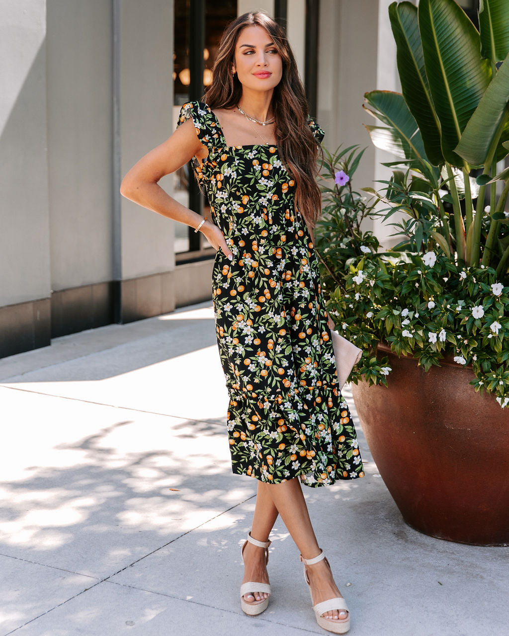 Orchard Ruffle Midi Dress - SALE