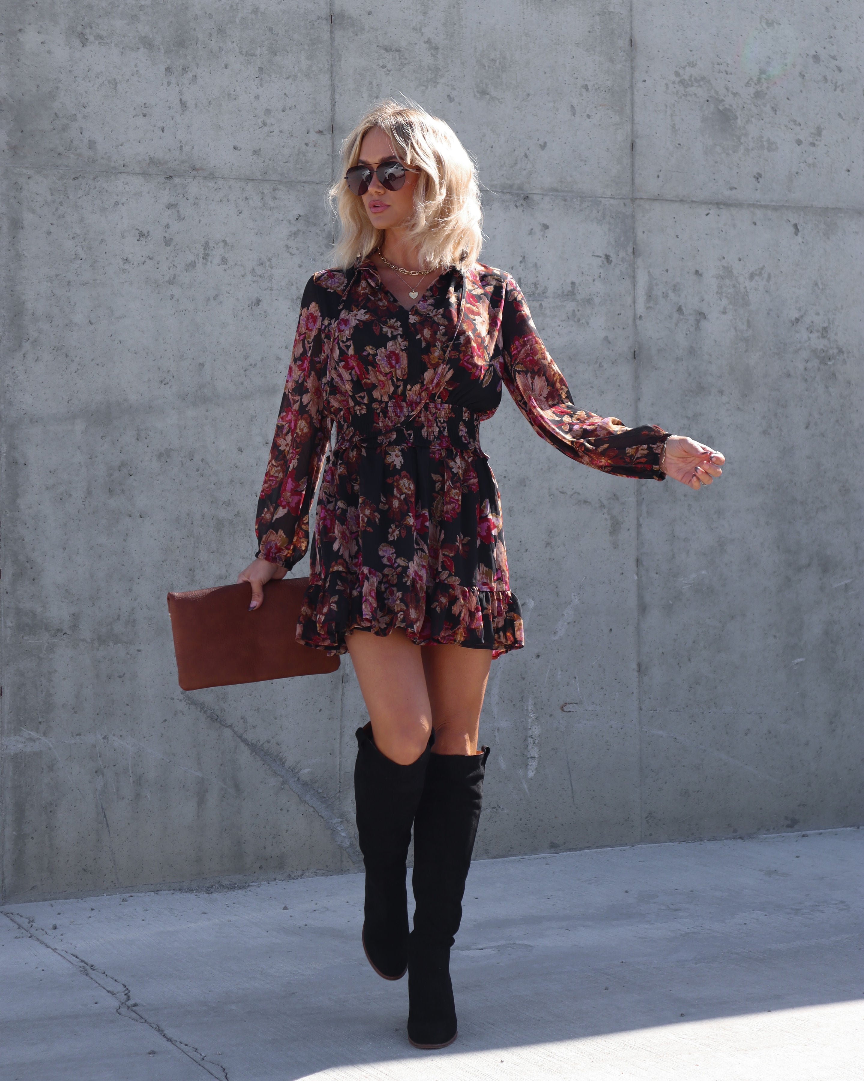 Forbidden One Floral Smocked Mini Dress