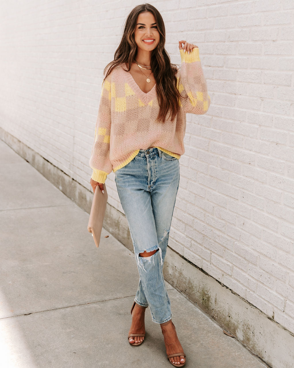 Dosage Of Cool Checkerboard V-Neck Sweater