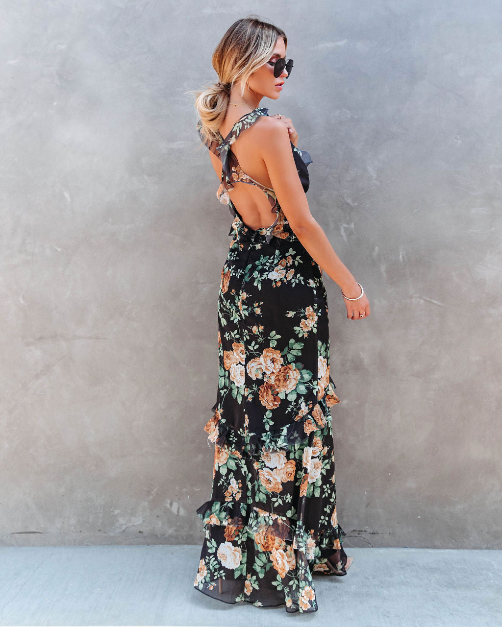 Beautiful Mistake Floral Ruffle Maxi Dress