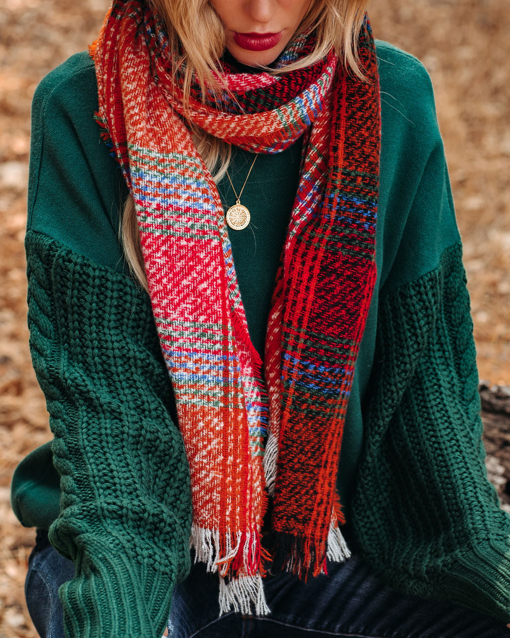 Spiced Plaid Blanket Scarf