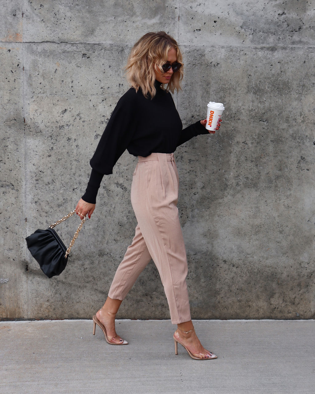 Mountain Lover Turtleneck Knit Pullover Sweater - Black