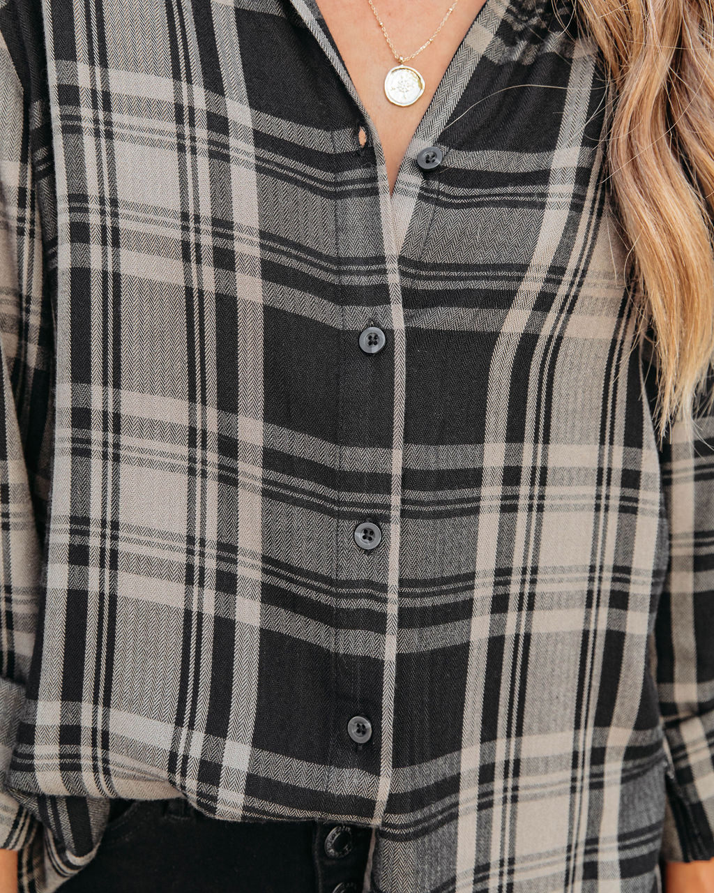 Seattle Plaid Button Down Top