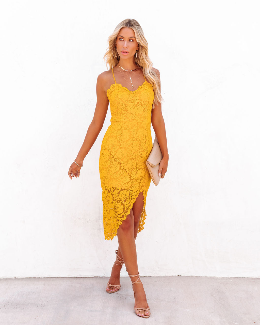 Flamenco In Marbella Lace Midi Dress - Marigold - SALE