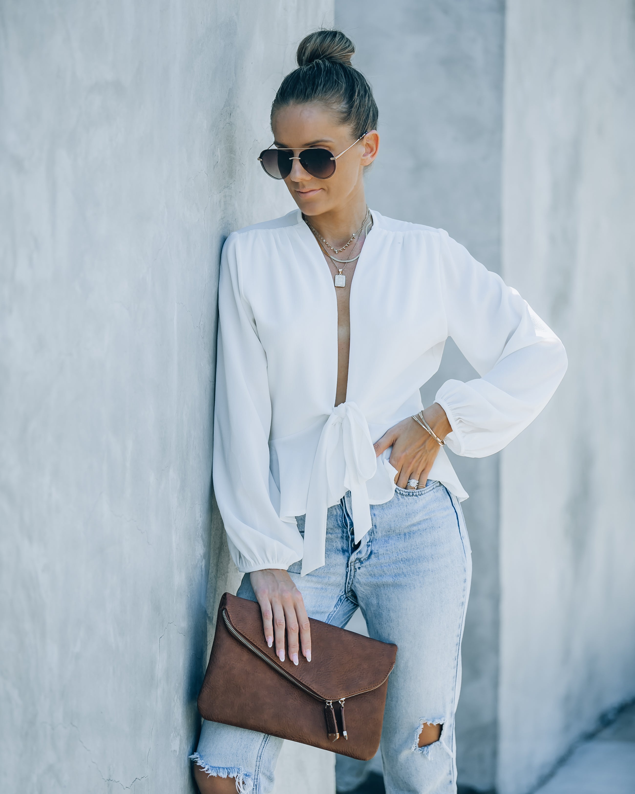 Erica Front Tie Top - White - SALE