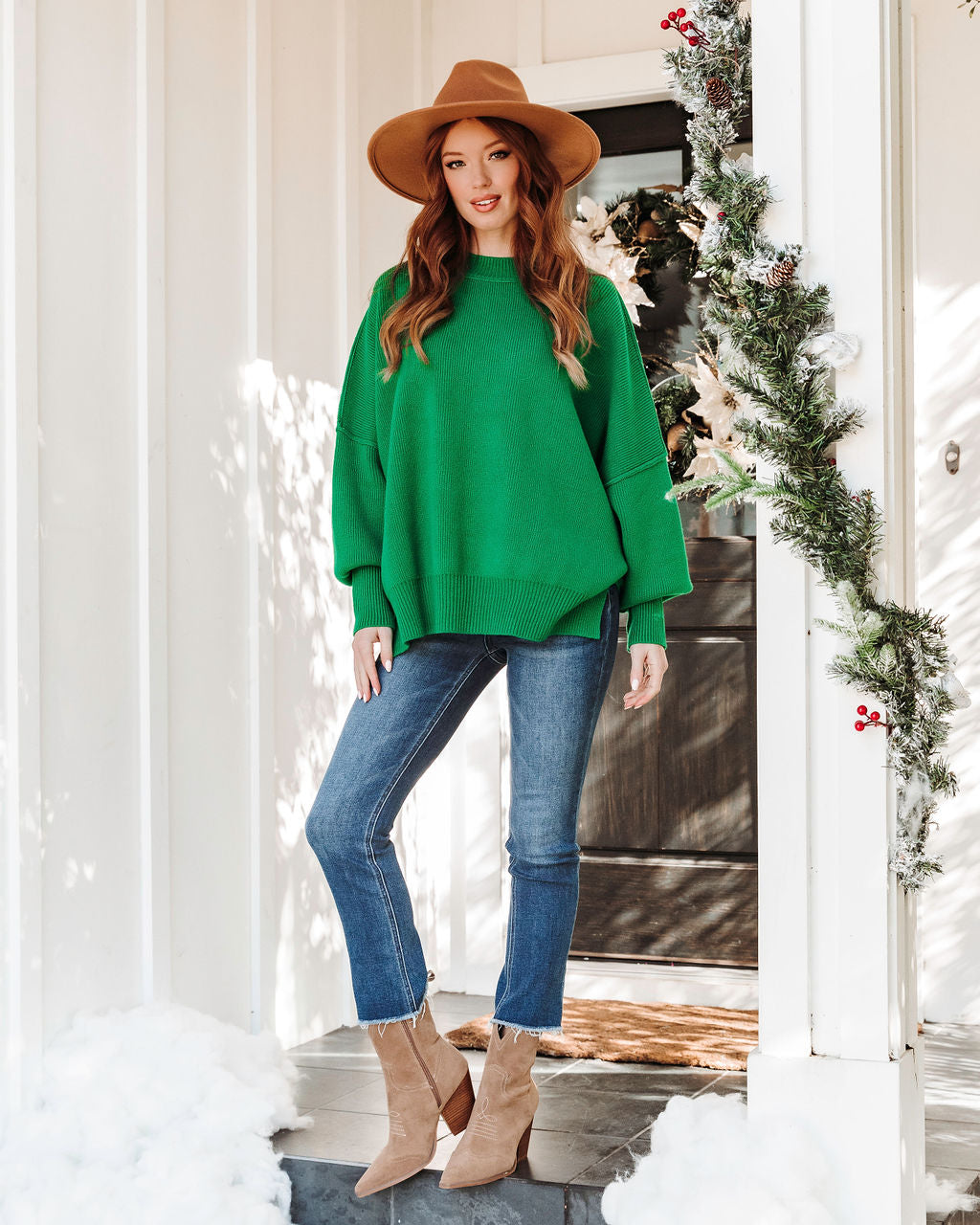 Elouise Knit Oversized Pullover Sweater - Green