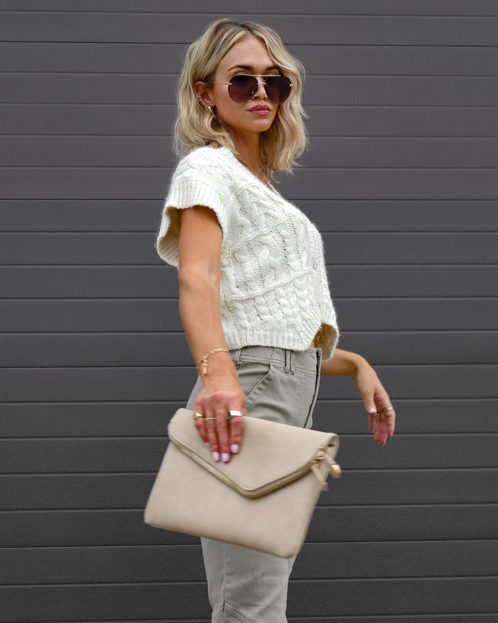 One In A Million Cable Knit Sweater Vest - Ivory