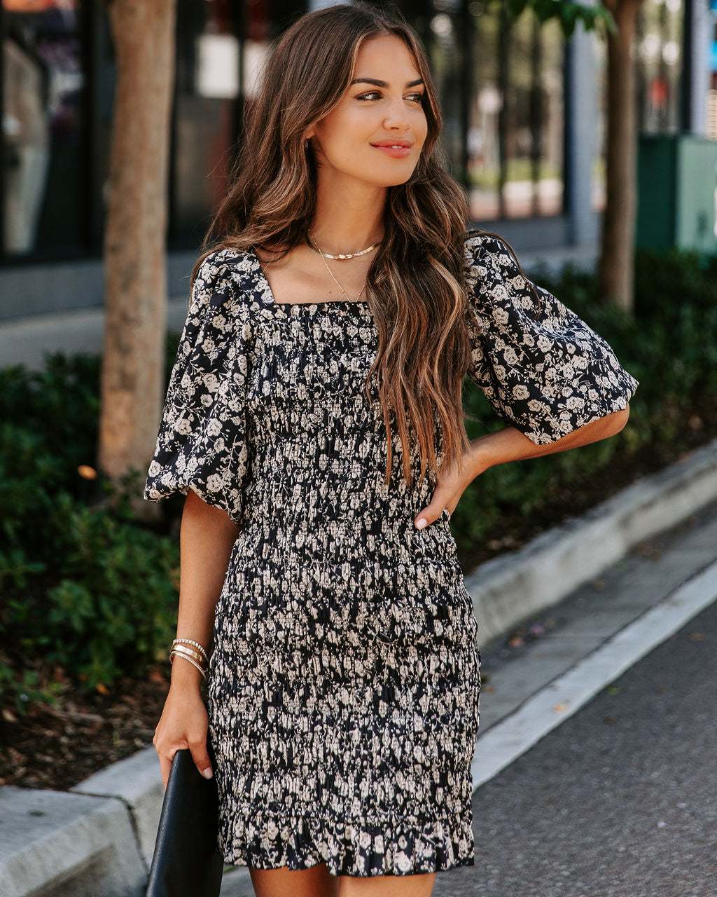 Audrey Floral Smocked Puff Sleeve Mini Dress