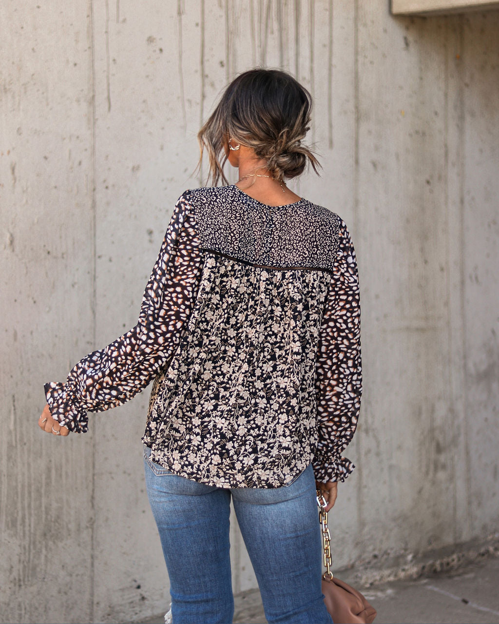 Peter Printed Chiffon Long Sleeve Top