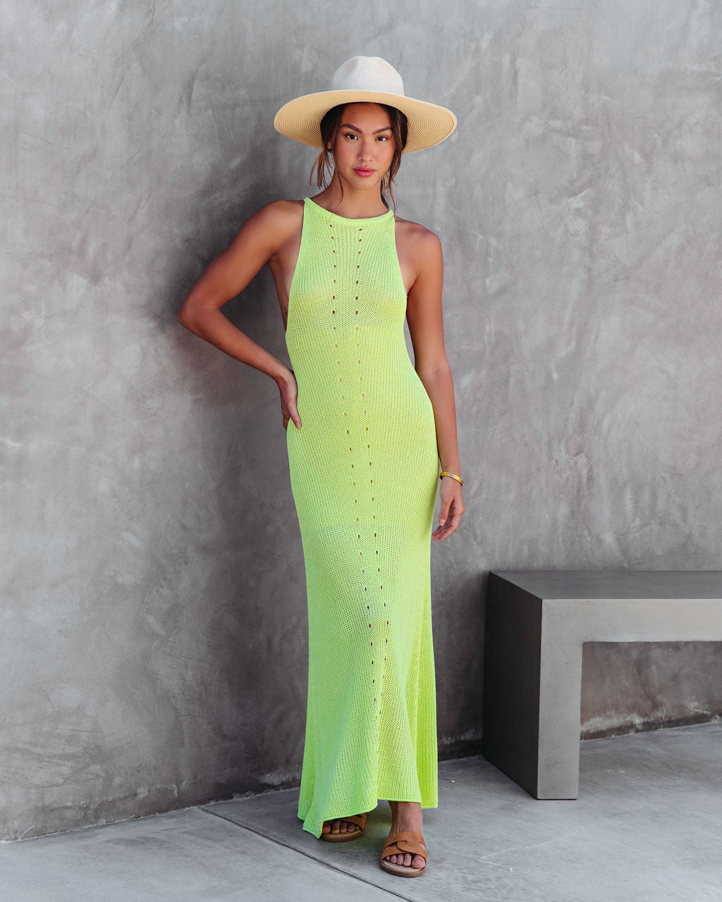 Maui Knit Maxi Dress - Lime - FINAL SALE